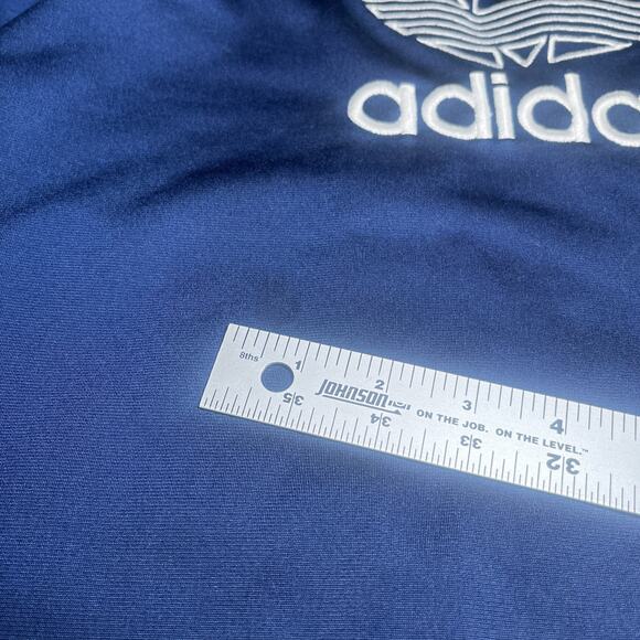 VTG 90s Y2K ADIDAS Short Sleeve Full Zip Blue Men's Size XL Back Logo Stripes - Picture 8 of 11